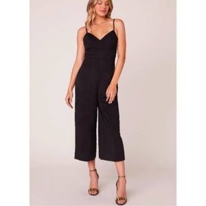 Bb Dakota Jack Total Package Faux Suede Black Cropped Sleeveless Jumpsuit